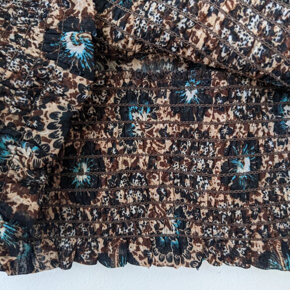 Rachel Roy Blouse Size XS Extra Small 2 Brown Floral Print - Picture 6 of 9